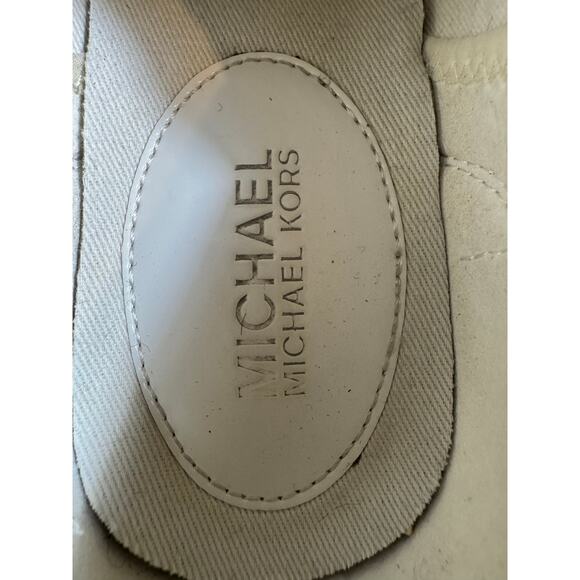 MICHAEL Michael Kors white wedge sneaker animal print & silver trim Sz 7 - Picture 14 of 14